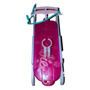 Barbie On The Go Sled Toboggan Doll Clips Winter Accessory 2013